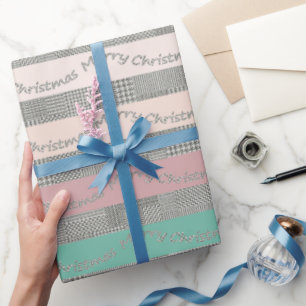 Frohe Weihnachts-Hahnentrittmuster-Muster, Streife Geschenkpapier