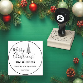 Frohe Weihnachts-Hahnentrittmuster Tree Gummistempel