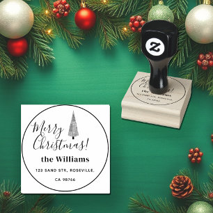Frohe Weihnachts-Hahnentrittmuster Tree Gummistempel