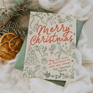 Frohe Weihnachts Hand gezeichnete Weihnachtskarten Feiertagskarte