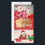 Frohe Weihnachts Hand Schreiben Script 2 Fotokarte Feiertagskarte<br><div class="desc">Frohe Weihnachtshandschrift zwei Foto-Karte mit Gold Foil Pinselstrich Schlaganfall. Die beiden Foto und Texte dieses handgeschriebenen Pinselskripts können aktualisiert und mit Ihrem Foto und Familiennamen angepasst werden.</div>