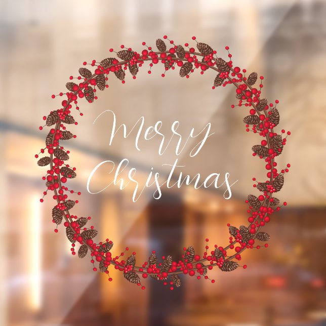 Frohe Weihnachts handgeschriebener Text Kranz Fensteraufkleber (Blatt 2)