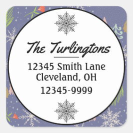 Frohe Weihnachts-Handgezeichnete Bäume Rücksendead Quadratischer Aufkleber