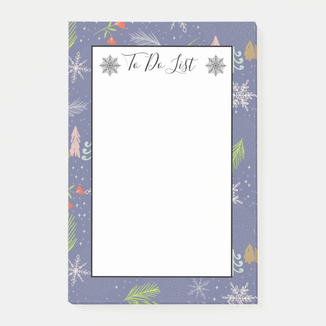 Frohe Weihnachts-Handgezeichnete Bäume Schnee zu t Post-it Klebezettel (Vorderseite)