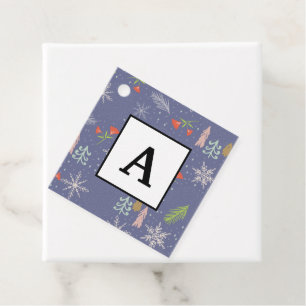 Frohe Weihnachts handgezeichnete Bäume Schneeflock Geschenkanhänger