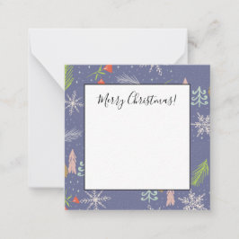 Frohe Weihnachts handgezeichnete Bäume Schneeflock Mitteilungskarte