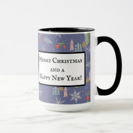 Frohe Weihnachts handgezeichnete Bäume Schneeflock Tasse