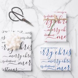 Frohe Weihnachts-Handschrift für Kalligrafie Geschenkpapier Set