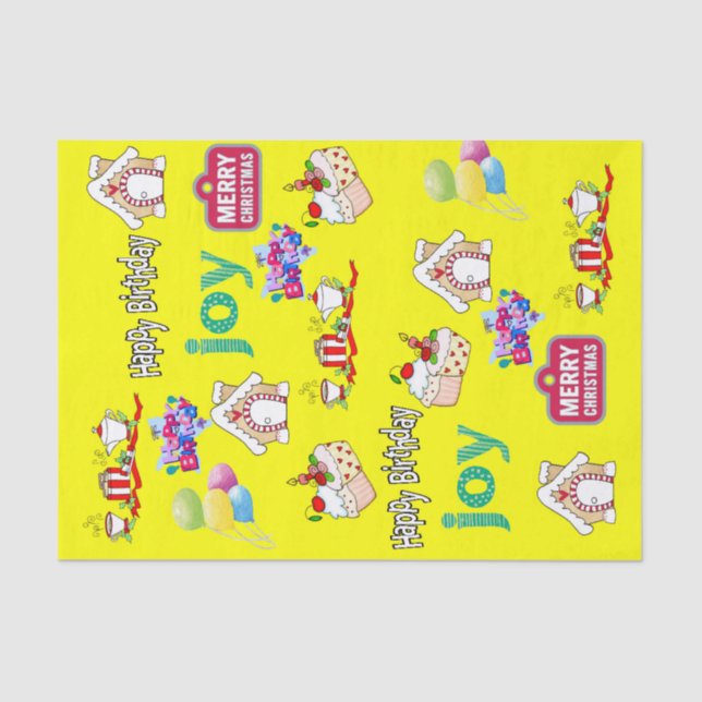 Frohe Weihnachts-Happy Birthday Tissue Seidenpapier (Vorderseite)