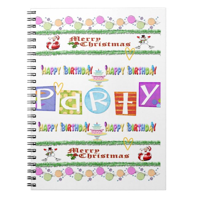 Frohe Weihnachts-Happy GeburtstagsNotebook Notizblock (Vorderseite)