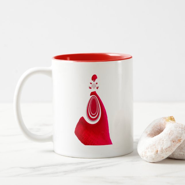 Frohe Weihnachts-Happy Holiday Zuhause zu Weihnach Zweifarbige Tasse (Mit Donut)