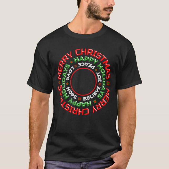 Frohe Weihnachts-Happy Holidays Foto Personalize T-Shirt (Vorderseite)