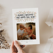 Frohe Weihnachts-Happy New Year Floral Holiday Car