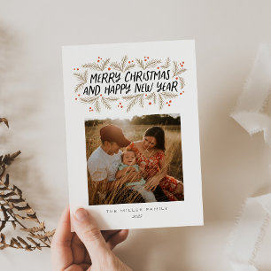 Frohe Weihnachts-Happy New Year Floral Holiday Car Feiertagskarte