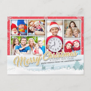 Frohe Weihnachts-Happy New Year Gruß Foto-Karte Feiertagspostkarte