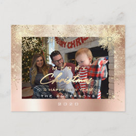 Frohe Weihnachts-Happy Year Gold Snow Glitzer Foto Postkarte