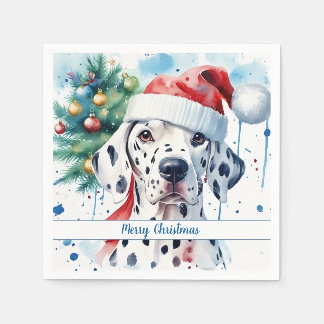 Frohe Weihnachts-Hat-Feier Dalmatiner - Serviette (Vorderseite)