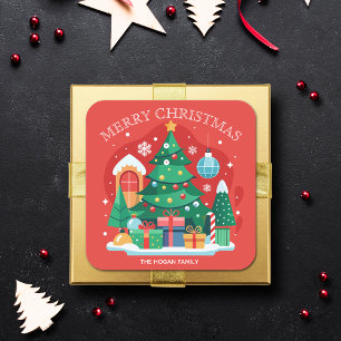 Frohe Weihnachts hausgemachte Feiertage Backen Quadratischer Aufkleber