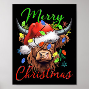 Frohe Weihnachts Highland Kuh Western Weihnachtsma Poster