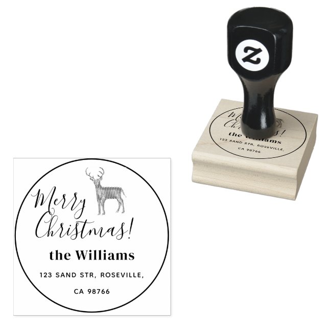 Frohe Weihnachts-Hirsch-Script Gummistempel (Stempel)