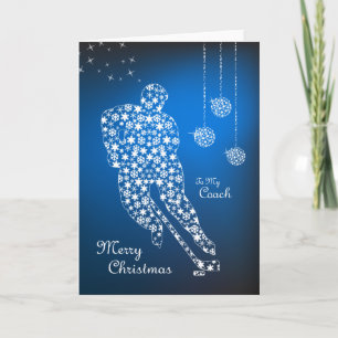 Frohe Weihnachts Hockey Coach Snowflakes Card Feiertagskarte