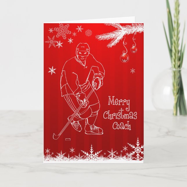 Frohe Weihnachts Hockey Coach Snowflakes Card Feiertagskarte (Vorderseite)