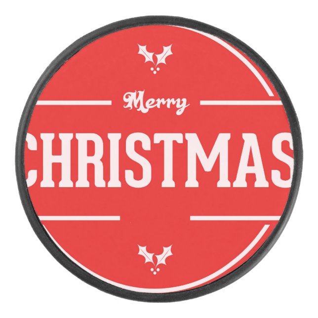 Frohe Weihnachts Hockey Puck (Vorderseite)