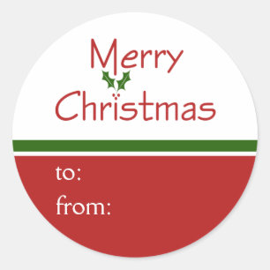 Frohe Weihnachts-Holly-Geschenkmarke Stickers