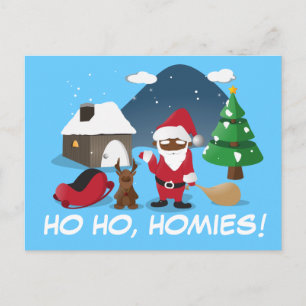 Frohe Weihnachts-Homeboys: Black Santa & Blingin' Feiertagspostkarte