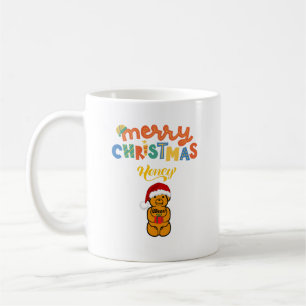Frohe Weihnachts-Honey-Bär niedlich und präsentier Kaffeetasse
