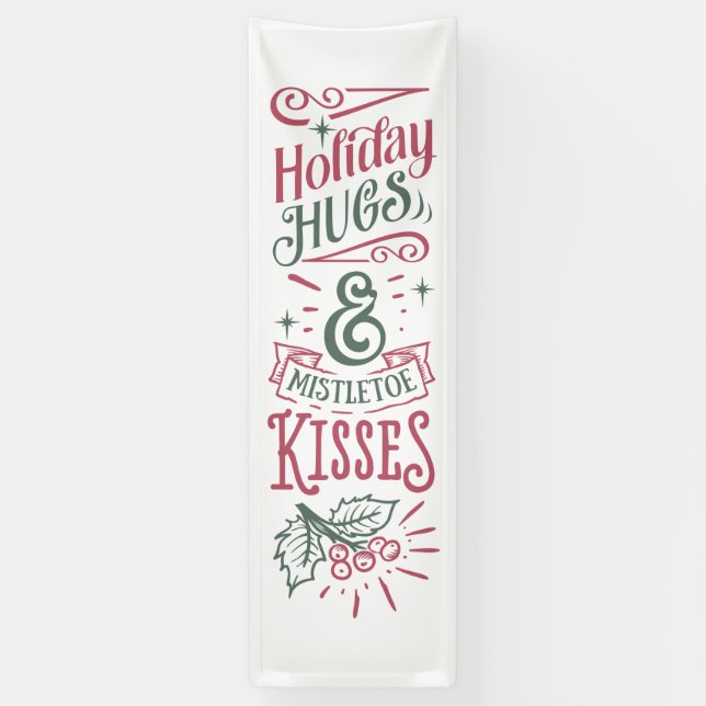 Frohe Weihnachts-Hugs und Mistletoe Kisses Banner (Vertikal)