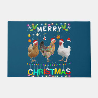 Frohe Weihnachts Hühnchen Shirt Weihnachtsmannmütz Fußmatte