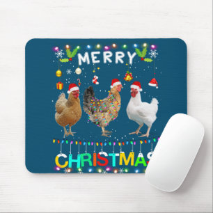 Frohe Weihnachts Hühnchen Shirt Weihnachtsmannmütz Mousepad