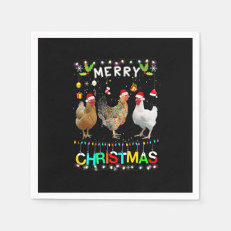 Frohe Weihnachts Hühnchen Shirt Weihnachtsmannmütz Serviette