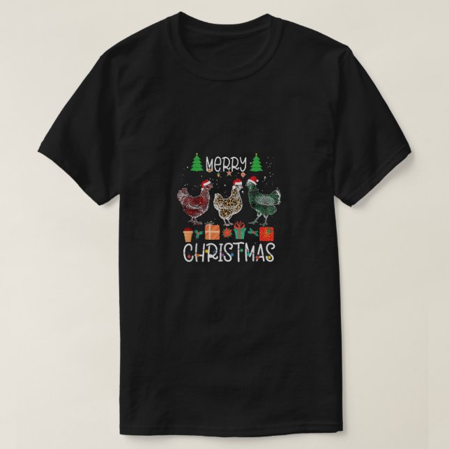 Frohe Weihnachts Hühnchen Weihnachtsmannmütze Ligh T-Shirt (Design vorne)