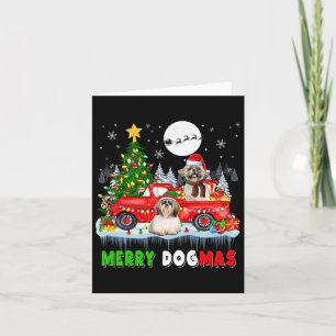 Frohe Weihnachts-Hund Santa Elf Shih Tzus auf Lief Karte