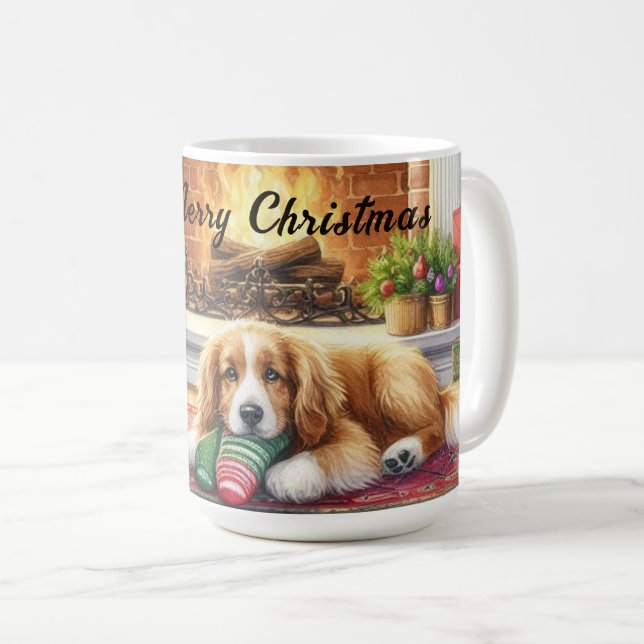 Frohe Weihnachts-Hund-Tasse Kaffeetasse (VorderseiteRechts)