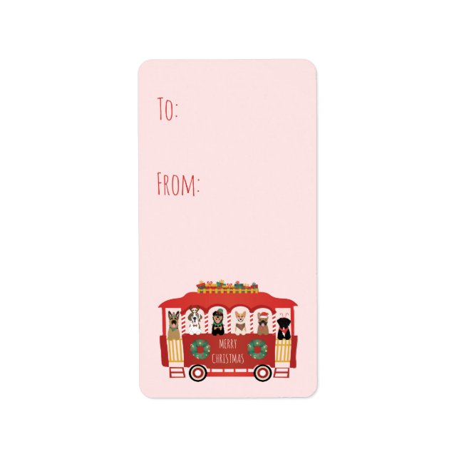 Frohe Weihnachts-Hunde Urlaub Trolly Adressaufkleber (Vorne)