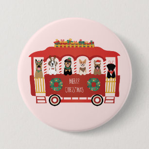 Frohe Weihnachts-Hunde Urlaub Trolly Button