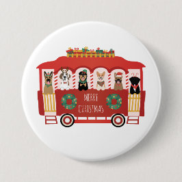 Frohe Weihnachts-Hunde Urlaub Trolly Button