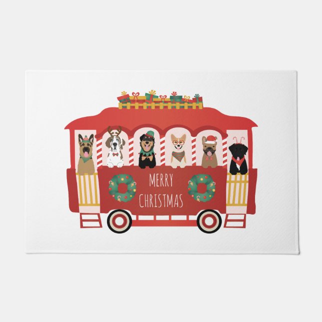 Frohe Weihnachts-Hunde Urlaub Trolly Fußmatte (Vorderseite)