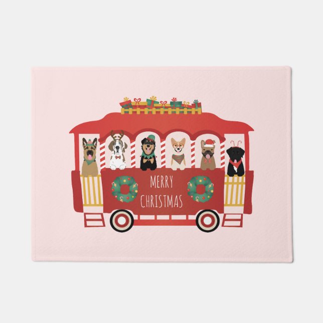 Frohe Weihnachts-Hunde Urlaub Trolly Fußmatte (Vorderseite)