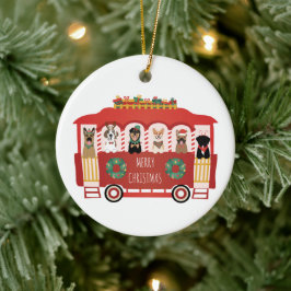 Frohe Weihnachts-Hunde Urlaub Trolly Keramik Ornament