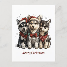 Frohe Weihnachts-Husky-Hunde Postkarte
