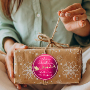 Frohe Weihnachts-Hütte Santa Reindeer Berry Runder Aufkleber