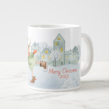 Frohe Weihnachts-Ice Skaten Deer im Winter am