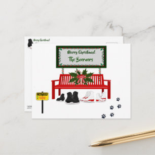 Frohe Weihnachts Ice Skaten Gruß Postkarte