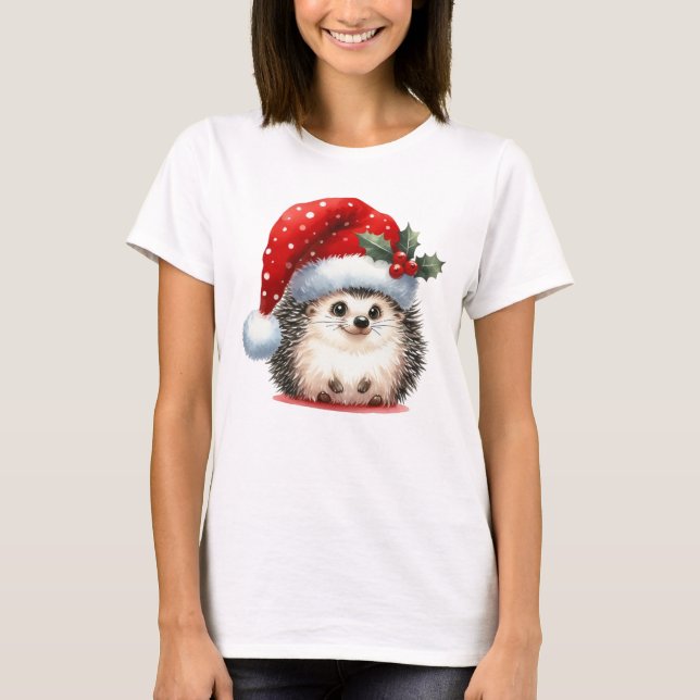 Frohe Weihnachts-Igel T-Shirt (Vorderseite)