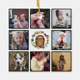 Frohe Weihnachts-Igel Wreath Custom Collage Keramikornament