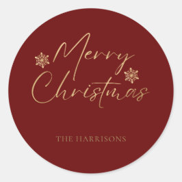 Frohe Weihnachts-Imitate Gold Foil Lässige Skripte Runder Aufkleber